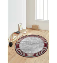 Dijital Baskılı Kaymaz Taban Yıkanabilir Yuvarlak Salon Halısı Koridor Halısı Paspas NDY-HT-664 (Bordo)