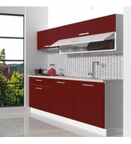 Decoraktiv Style 160 MDF Hazır Mutfak Dolabı - Tezgah Dahil - Parlak Beyaz (Bordo)