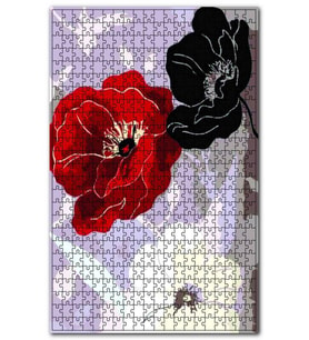 Cakapuzzle Kırmızı Beyaz Siyah Gelincik Çiçekler Görsel Puzzle Yapboz MDF(Ahşap) (500 Parça)