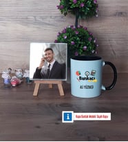 Bankacı Fotoğraflı Dekoratif Taş, Kupa Bardak Beyaz Hediye (Model 11)