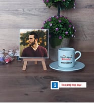 Elektrik Elektronik Mühendisi Fotoğraflı Dekoratif Taş, Ahşap Altlıklı Türk Kahvesi Fincanı Hediye (Model 2)