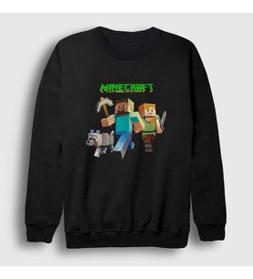Presmono Unisex Beyaz Miners Minecraft Sweatshirt 29564tt (Siyah)