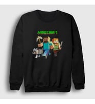 Presmono Unisex Beyaz Miners Minecraft Sweatshirt 29564tt (Siyah)