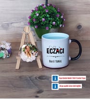 Eczacı Kupa Bardak Beyaz ve Fotoğraflı Ahşap Anahtarlık Hediye (Model 9)