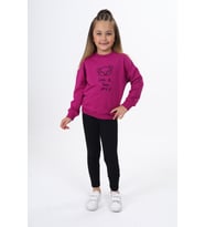 Toontoy Kız Çocuk Nakışlı Taytlı Takım (Mürdüm)