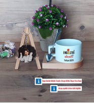 Endüstri Mühendisi Kupa Bardak Beyaz ve Fotoğraflı Ahşap Anahtarlık Hediye (Model 8)