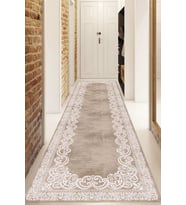 Dijital Baskılı Kaymaz Taban Yıkanabilir Modern Yolluk Ve Koridor Halısı NDU-Hk-105 (Kahverengi)