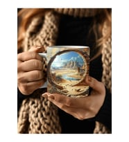 Kitaplık Kütüphane Baskılı 3D Tasarım Seramik Kupa Mug - Hediyelik Kupa Bardak (24)
