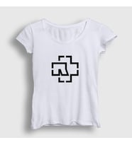 Presmono Kadın Sarı Logo Rammstein T-Shirt 105551tt (Beyaz)