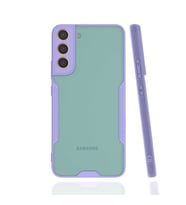 Galaxy S22 Plus Kılıf Kamera Korumalı Arkası Şeffaf Silikon (Mor)