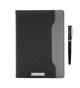 İsme Özel Çift Renkli Premium Defter ve Roller Kalem Seti - Renk Seçenekli (Siyah)