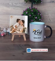 Kral Babam Babaya Hediye Fotoğraflı Dekoratif Taş, Kupa Bardak Beyaz Hediye (Model 9)
