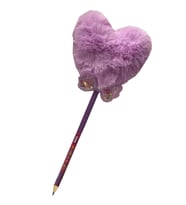 Papyonlu Kalp Ponponlu Peluş Kurşun Kalem 1 Adet Peluş Tüylü Kalp Ponpon Kurşun Kalem Hediye Kalem Tüylü Sevimli Kalem (Lila)