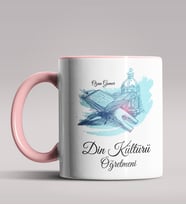 Kişiye Özel Din Kültürü Öğretmeni Tasarımlı Siyah Renk Kupa 3 (Pembe)