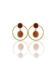 Kadir Jewellery 22 Ayar Altın Kaplama Kadın Halka Küpe -El İşçiliği Ve Hipoalerjenik Küpe (Kırmızı)