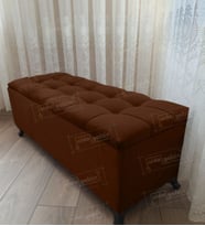 Çizgi Kapitoneli Sandıklı Puf 110 cm Siyah Ayak (Kahverengi)