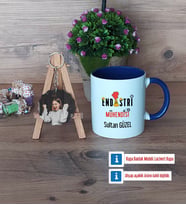 Endüstri Mühendisi Kupa Bardak Beyaz ve Fotoğraflı Ahşap Anahtarlık Hediye (Model 3)