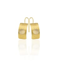 Kadir Jewellery 22 Ayar Altın Kaplama Kadın Minimal Küpe -El İşçiliği Ve Hipoalerjenik Küpe (Beyaz)