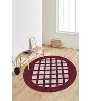 Dijital Baskılı Kaymaz Taban Yıkanabilir Yuvarlak Salon Halısı Koridor Halısı Paspas NDY-SD-1027 (Bordo)