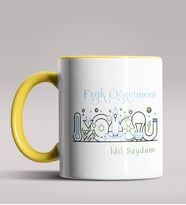 Kişiye Özel Fizik Öğretmeni Tasarımlı Siyah Renk Kupa Bardak 3 (Sarı)