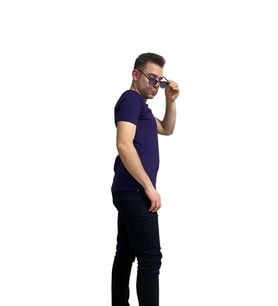 COTTOMEN Erkek V Yaka Slim Fit & Tshirt (Lacivert)