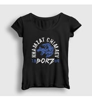 Presmono Kadın Beyaz Borz Khamzat Chimaev Mma Ufc T-Shirt 427061tt (Siyah)