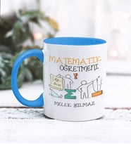 Matematik Öğretmeni Tasarımlı Kişiye Özel Kupa Bardak (Mavi)