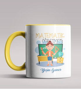 Kişiye Özel Matematik Öğretmeni Tasarımlı Siyah Renk Kupa 12 (Sarı)