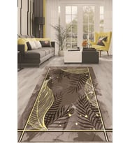 Dijital Kaymaz Taban Yıkanabilir Modern Renkli Salon Halısı Mutfak Halısı Yolluk ND-HT-203 (Kahverengi)