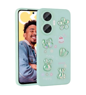 Realme C55 Kılıf Kabartma Figürlü Parlak Toys Silikon Kılıf (Açık Yeşil)