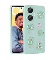 Realme C55 Kılıf Kabartma Figürlü Parlak Toys Silikon Kılıf (Açık Yeşil)