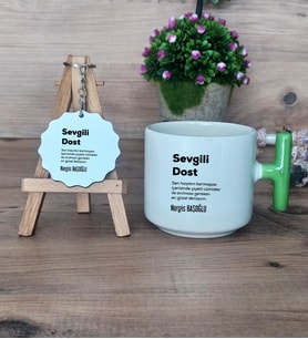 Sevgili Dost Hediye Seti Kupa Bardak T Kulplu ve Anahtarlık Arkadaşa Hediye, Dosta Hediye (Model 8)