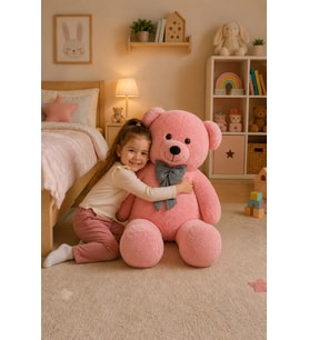 125 cm Papyonlu Şaşkın Pelüş Ayıcık (Pembe)