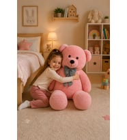 125 cm Papyonlu Şaşkın Pelüş Ayıcık (Pembe)