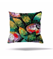 Çiçek Mozaik Kilim Etnik Desen Gizli Fermuarlı Yastık Kılıfı Kırlent Kılıfı Koltuk Yastık Kılıfı  (Koyu Yeşil)