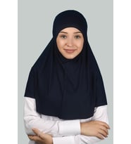 İkili Set Pratik Eşarp Hazır Türban ve Hijab Tesettür Bonesi (Lacivert)
