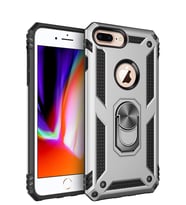 Microsonic Apple iPhone 8 Plus Kılıf Military Ring Holder (Gümüş)
