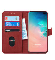 Microsonic Samsung Galaxy S10 Plus Kılıf Fabric Book Wallet (Kırmızı)