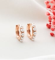 925 Ayar Gümüş İncili Halka Küpe (Rose)