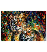 Cakapuzzle Kaplan Çift Yağlıboya  Puzzle Yapboz MDF (Ahşap) (1000 Parça)