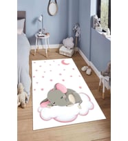 Dijital Baskılı Kaymaz Taban Yıkanabilir Kolay Temizlenir Modern Çocuk Odası Halısı NDÇ-HT-671 (Pembe)