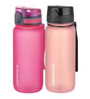 Uzspace 2'li Tritan Matara Seti 650 ml 14 Farklı Renk Seçeneği FiftyFifty (Pembe-Pudra)