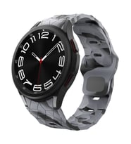 Galaxy Watch 6 44mm KRD-116 20mm Futbol Desenli Spor Tasarımlı Silikon Kordon (Siyah-Gri)