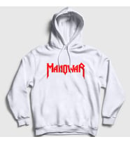Presmono Unisex Gri Logo Manowar Kapüşonlu Sweatshirt 64043tt (Beyaz)