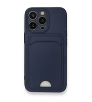 IPHONE 13 PRO UYUMLU KELVİN KARTVİZİTLİ SİLİKON TELEFON KILIFI (Lacivert)