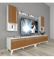 Decoraktiv Eko 5220TA Mdf Retro Tv Ünitesi Tv Sehpası (Beyaz - Ceviz)