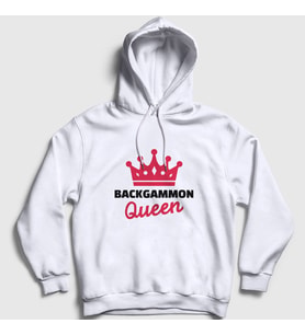 Presmono Unisex Gri Backgammon Queen Tavla Kraliçesi Oyun Kapüşonlu Sweatshirt 417587tt (Beyaz)