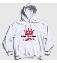 Presmono Unisex Gri Backgammon Queen Tavla Kraliçesi Oyun Kapüşonlu Sweatshirt 417587tt (Beyaz)