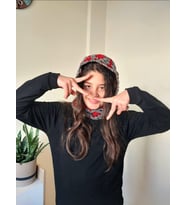 Motifli Balaklava,  Örgü Renkli Şapkalar, El Yapımı Balaklava (Bordo)