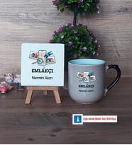 Emlakçı Dekoratif Taş, Kupa Bardak Kırmızı Hediye (Model 9)